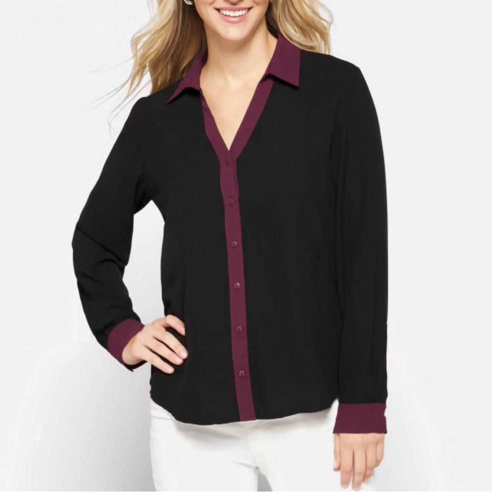 41 Hawthorn Avrie Color Blocked Button Down Blouse